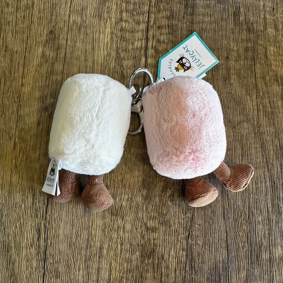 Pair of Marshmallows Jellycat Keychain Bag Charm FAST SHIP NEW - Picture 6 of 7
